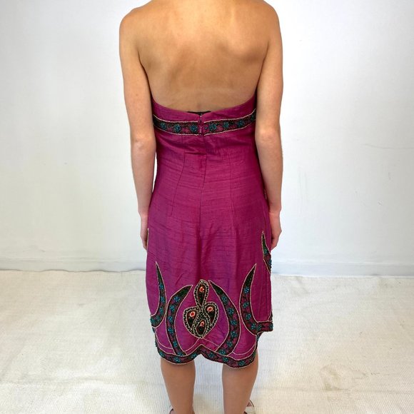 Vintage Tibi XS Silk Beaded Dress Purple AS-IS - Picture 7 of 16